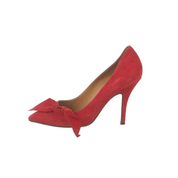 Isabel Marant Leather D'Orsay Pumps Red Stiletto Designer Heels (7M) GUC $225 - Picture 1 of 5